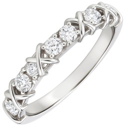 Λευκόχρυσο μισόβερο δαχτυλίδι Κ9 με ζιργκόν